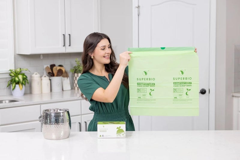 SuperBio 4 Gallon Compostable Drawstring Food Scrap Bags,15.1 Liter, 40 Count, 0.9 Mil,Heavy Duty Waste Bags, BPI, Seedling and OK compost INDUSTRIAL - Image 3